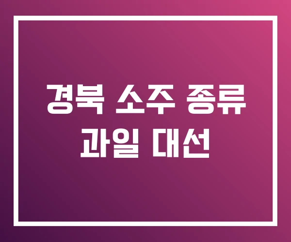 경북 소주 종류 과일 대선