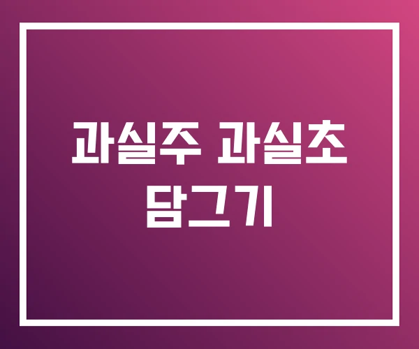 과실주 과실초 담그기