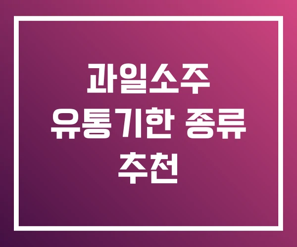 과일소주 유통기한 종류 추천