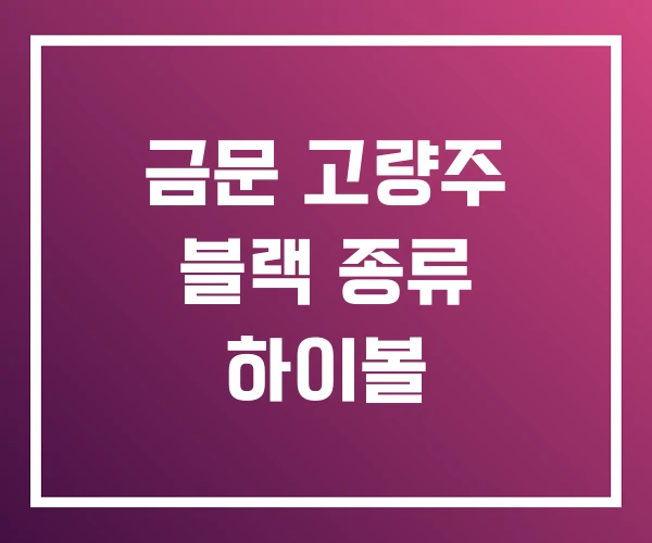 금문 고량주 블랙 종류 하이볼 금문 고량주 블랙 종류 하이볼
