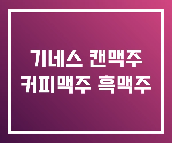 기네스 캔맥주 커피맥주 흑맥주