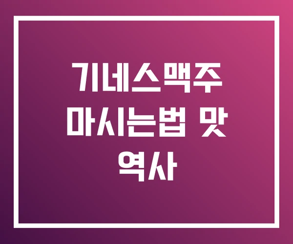 기네스맥주 마시는법 맛 역사