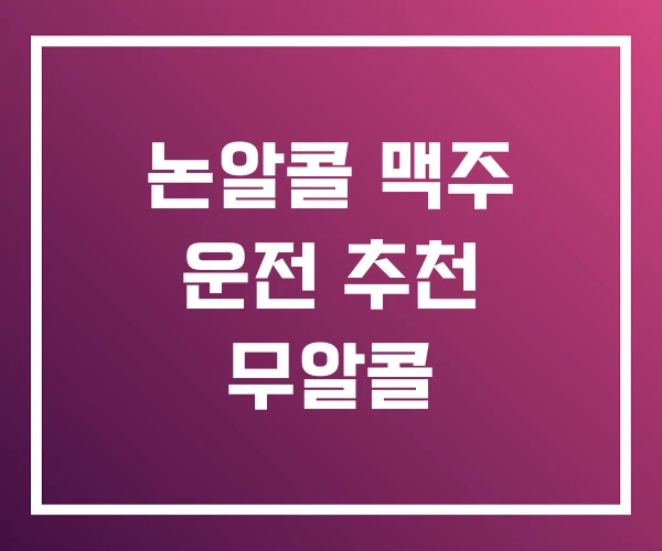 논알콜 맥주 운전 추천 무알콜