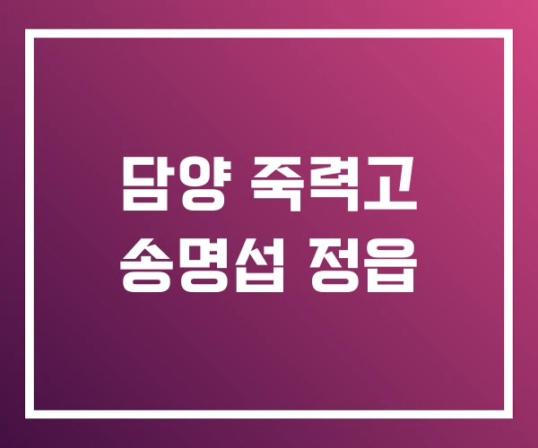 담양 죽력고 송명섭 정읍