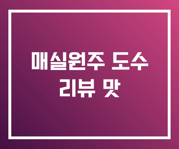 매실원주 도수 리뷰 맛 매실원주 도수 리뷰 맛