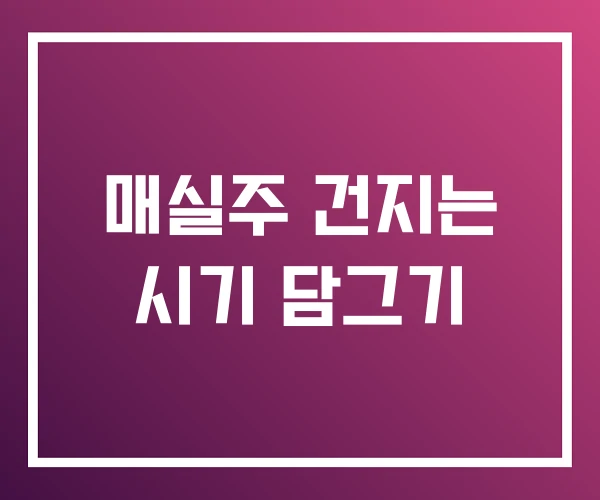매실주 건지는 시기 담그기