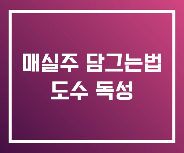 매실주 담그는법 도수 독성