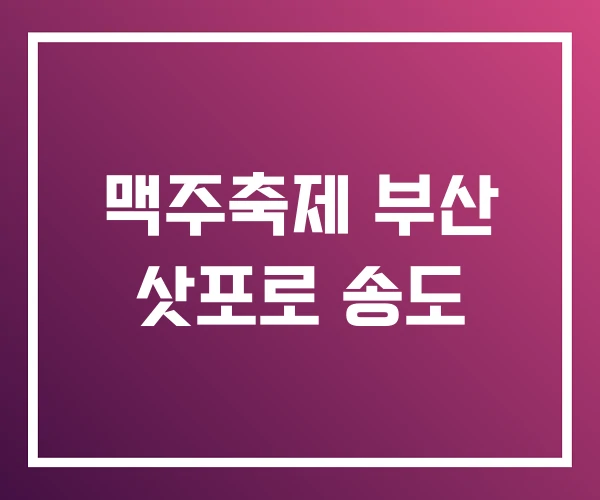 맥주축제 부산 삿포로 송도