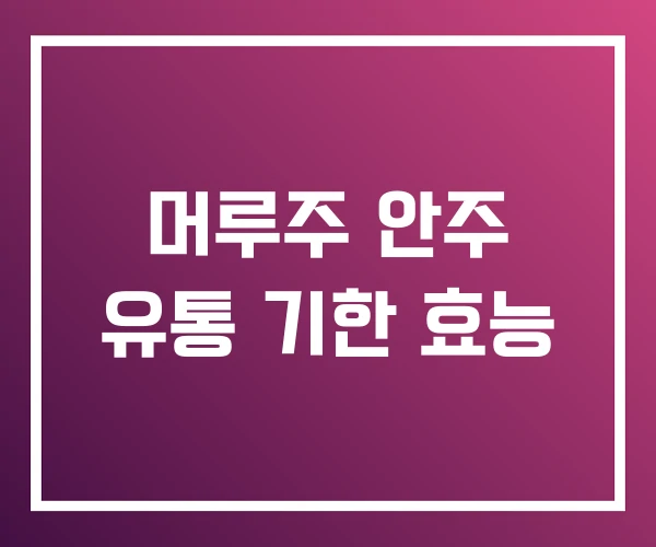 머루주 안주 유통 기한 효능
