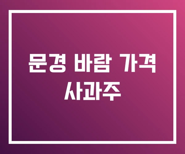 문경 바람 가격 사과주