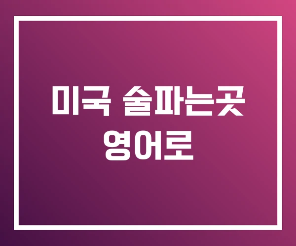 미국 술파는곳 영어로 미국 술파는곳 영어로