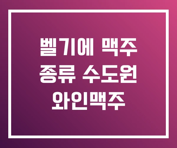 벨기에 맥주 종류 수도원 와인맥주 벨기에 맥주 종류 수도원 와인맥주