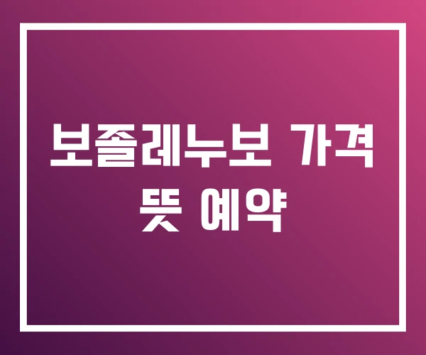 보졸레누보 가격 뜻 예약