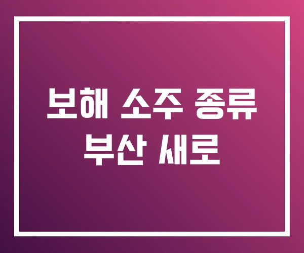 보해 소주 종류 부산 새로
