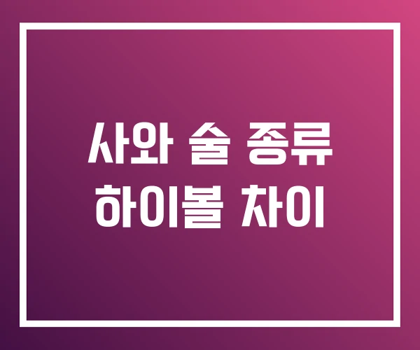 사와 술 종류 하이볼 차이