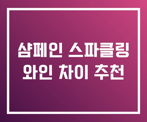 샴페인 스파클링 와인 차이 추천