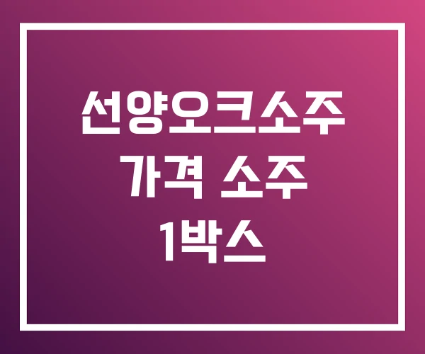 선양오크소주 가격 소주 1박스