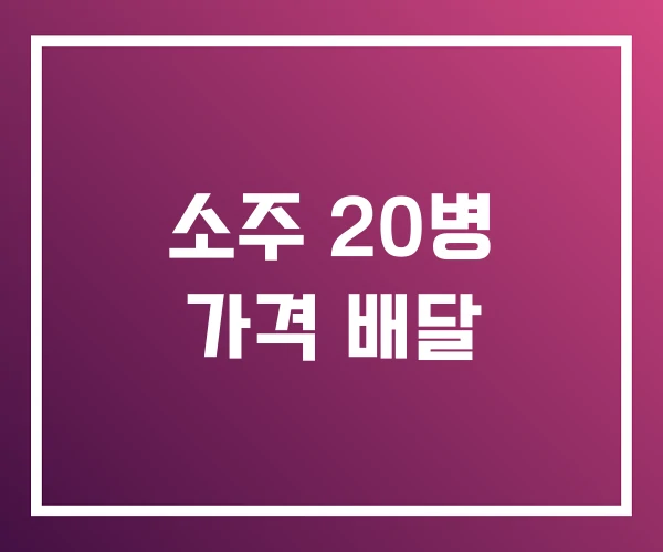 소주 20병 가격 배달 소주 20병 가격 배달