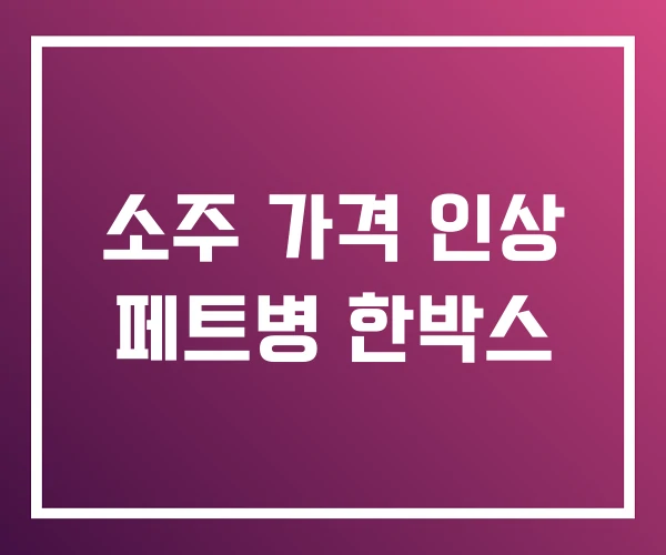 소주 가격 인상 페트병 한박스 소주 가격 인상 페트병 한박스