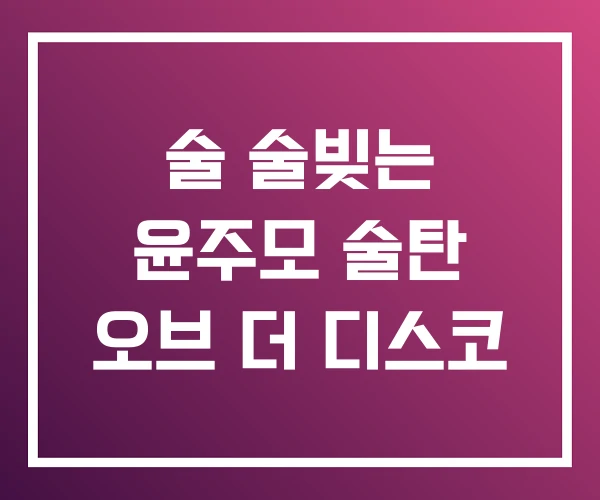 술 술빚는 윤주모 술탄 오브 더 디스코