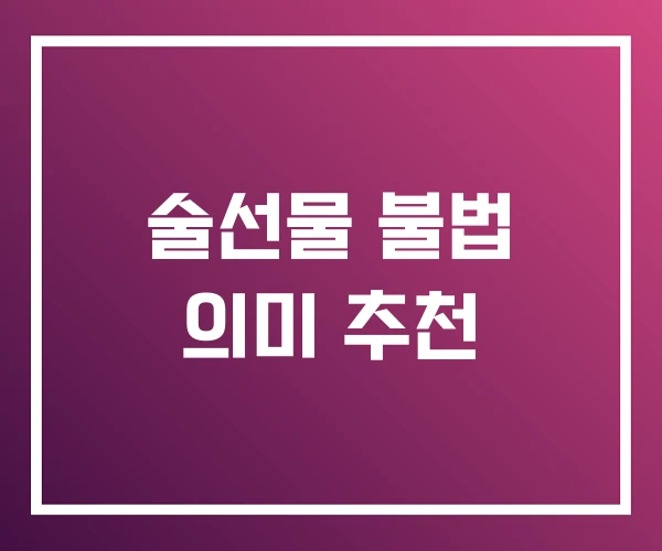 술선물 불법 의미 추천