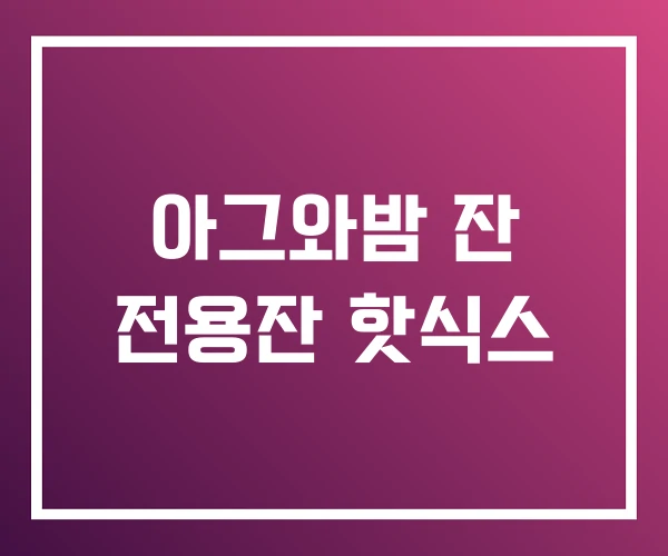 아그와밤 잔 전용잔 핫식스 아그와밤 잔 전용잔 핫식스