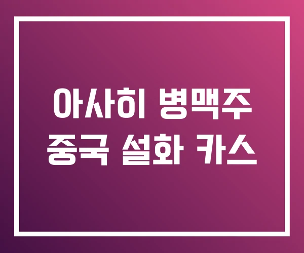 아사히 병맥주 중국 설화 카스