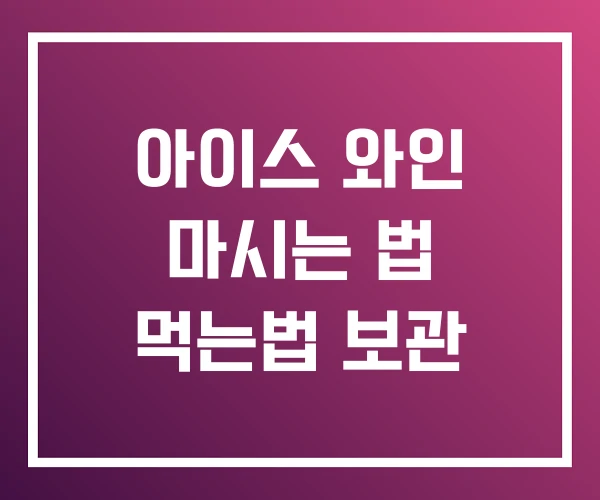 아이스 와인 마시는 법 먹는법 보관 아이스 와인 마시는 법 먹는법 보관