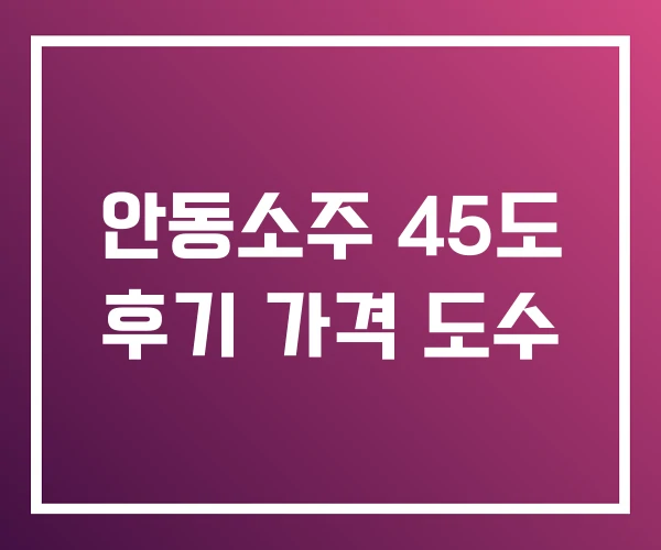 안동소주 45도 후기 가격 도수 안동소주 45도 후기 가격 도수