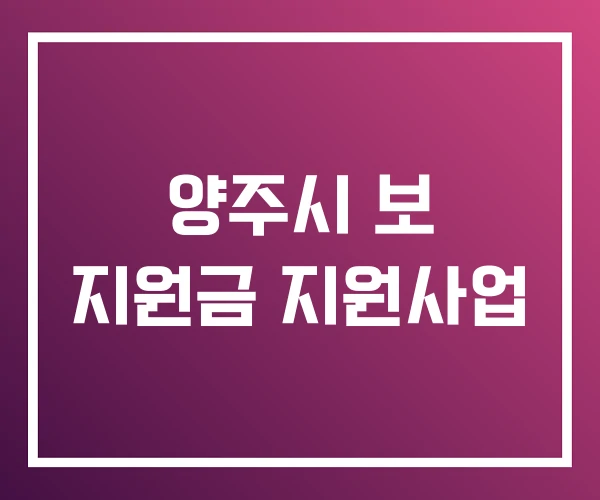 양주시 보 지원금 지원사업