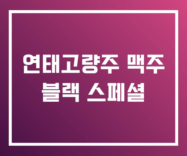 연태고량주 맥주 블랙 스페셜 연태고량주 맥주 블랙 스페셜