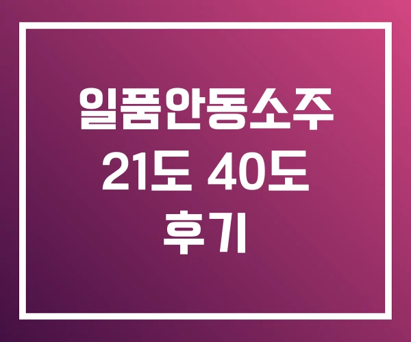 일품안동소주 21도 40도 후기