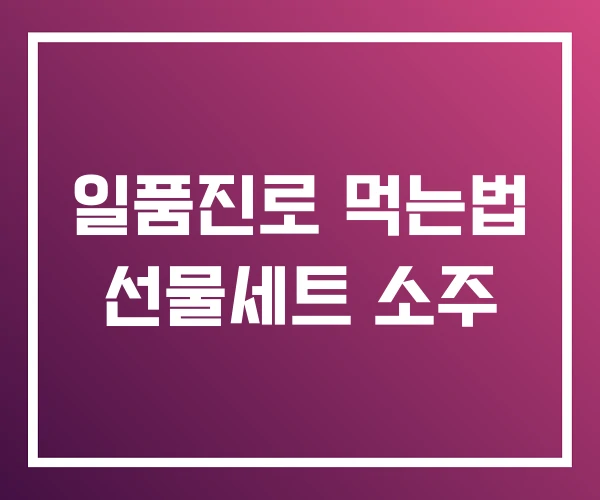 일품진로 먹는법 선물세트 소주 일품진로 먹는법 선물세트 소주