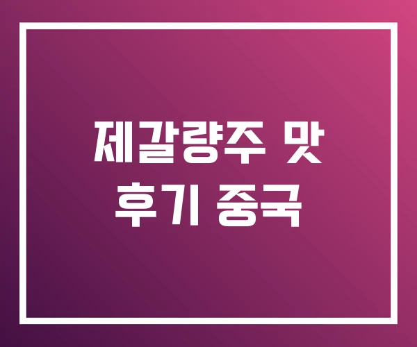제갈량주 맛 후기 중국