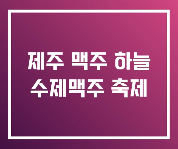 제주 맥주 하늘 수제맥주 축제