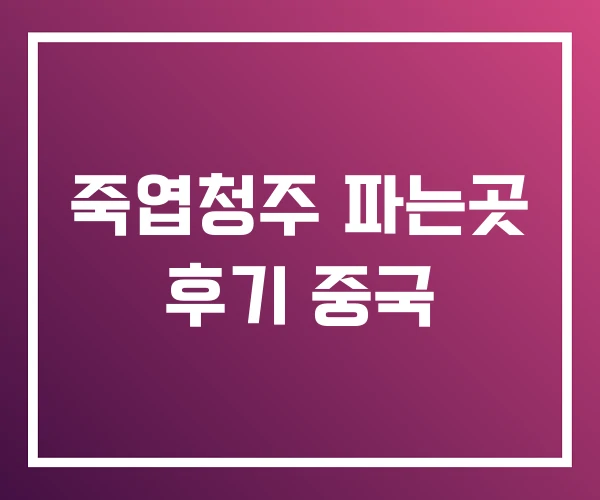 죽엽청주 파는곳 후기 중국