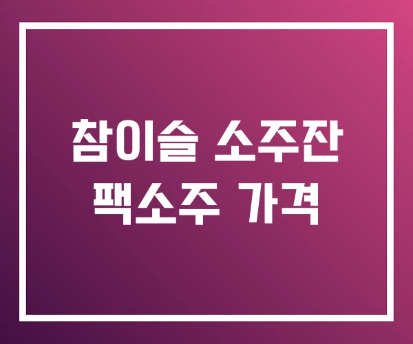 참이슬 소주잔 팩소주 가격