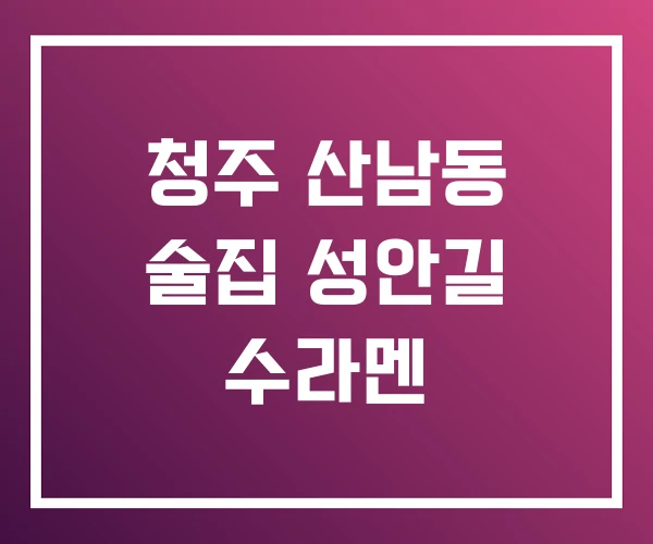 청주 산남동 술집 성안길 수라멘