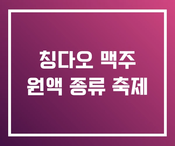칭다오 맥주 원액 종류 축제 칭다오 맥주 원액 종류 축제