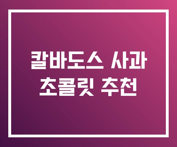 칼바도스 사과 초콜릿 추천 칼바도스 사과 초콜릿 추천