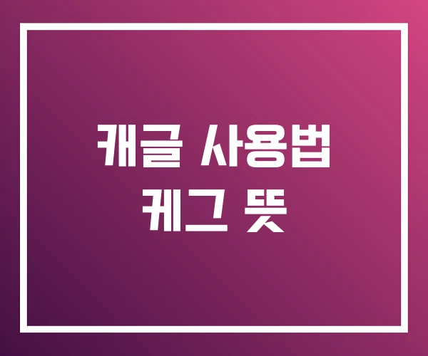 캐글 사용법 케그 뜻