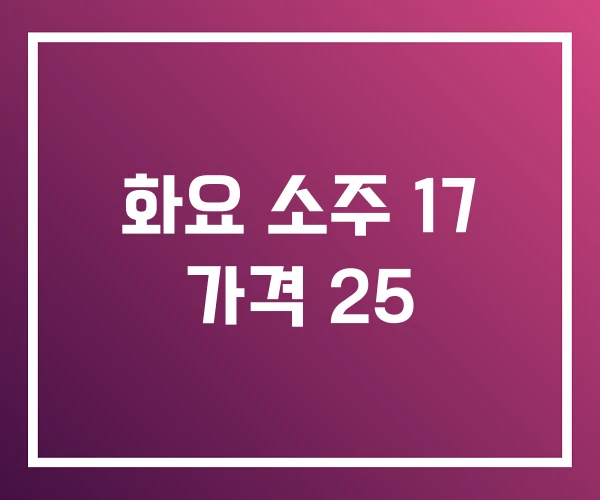 화요 소주 17 가격 25