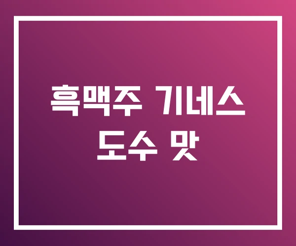 흑맥주 기네스 도수 맛 흑맥주 기네스 도수 맛