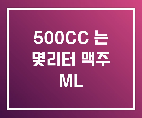 500CC 는 몇리터 맥주 ML