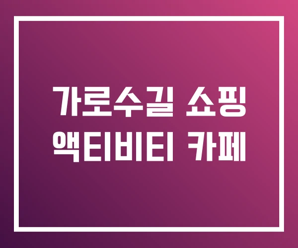 가로수길 쇼핑 액티비티 카페 가로수길 쇼핑 액티비티 카페