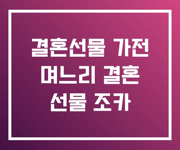 결혼선물 가전 며느리 결혼 선물 조카