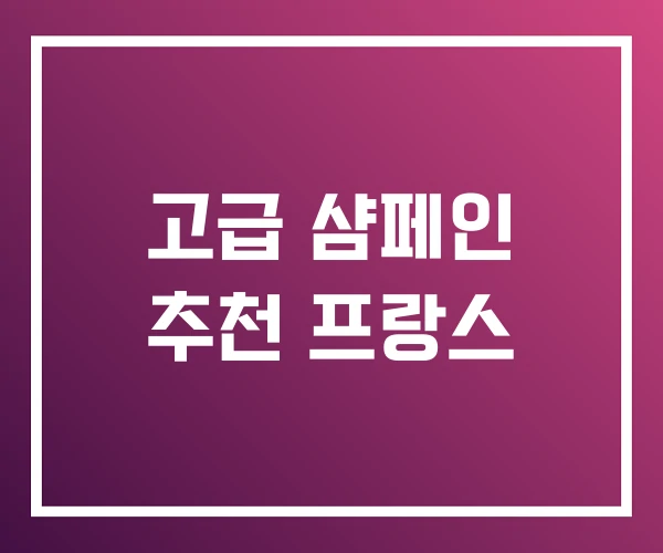 고급 샴페인 추천 프랑스
