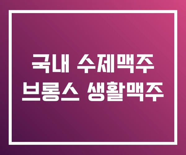 국내 수제맥주 브롱스 생활맥주
