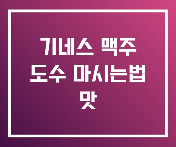 기네스 맥주 도수 마시는법 맛