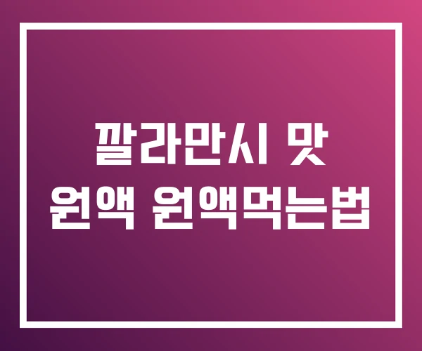 깔라만시 맛 원액 원액먹는법